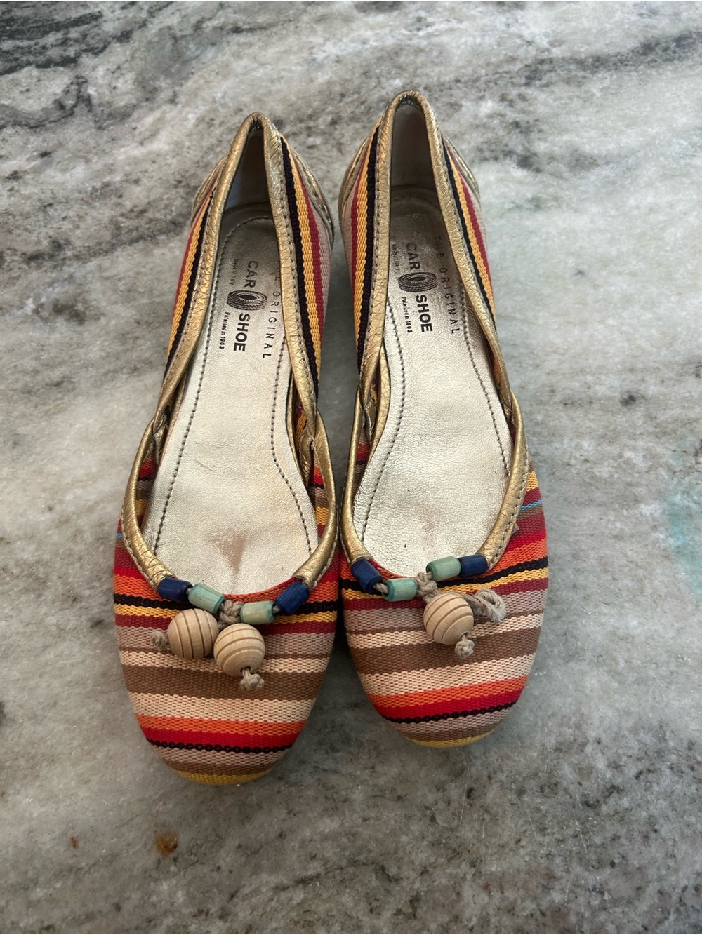 The car shoe by prada Original Multicolor Striped Women’s Ballet Flats size 8